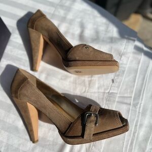 Prada Women's Brown Suede Heels